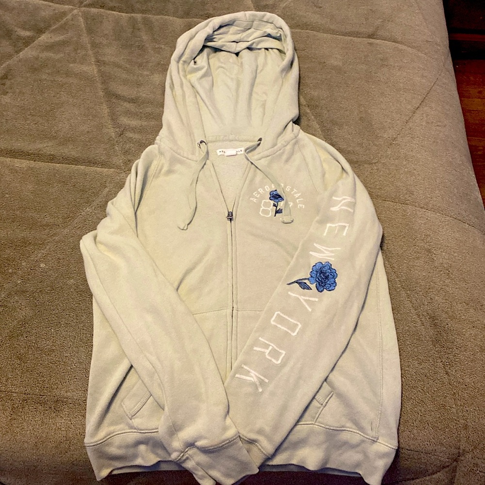Medium Aeropostale, mint green, New York 87 zipup